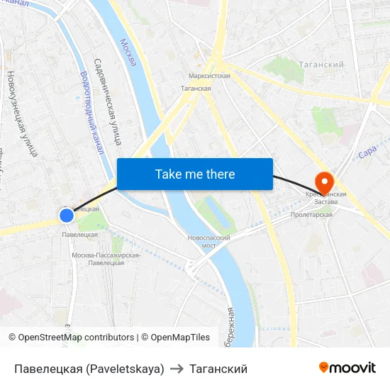 Павелецкая (Paveletskaya) to Таганский map