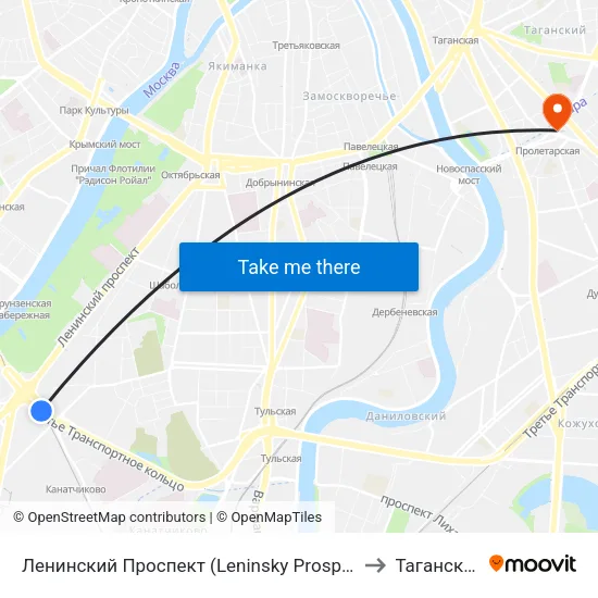 Ленинский Проспект (Leninsky Prospekt) to Таганский map