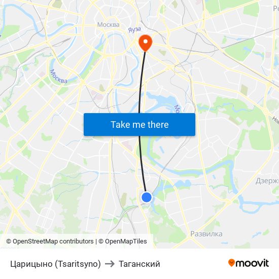 Царицыно (Tsaritsyno) to Таганский map