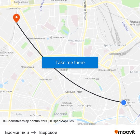 Басманный to Тверской map