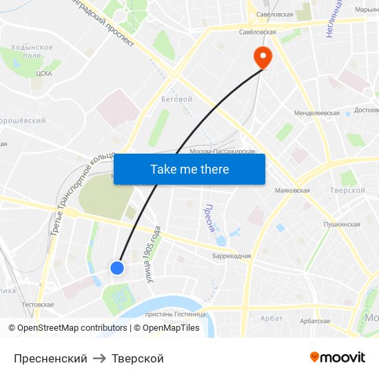 Пресненский to Тверской map