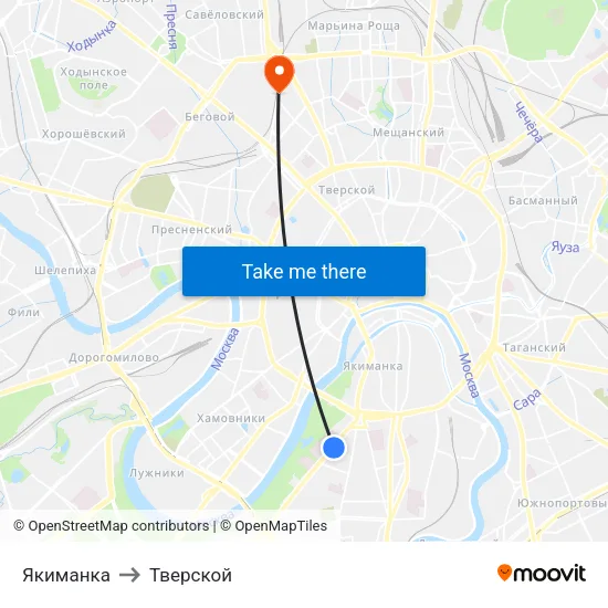 Якиманка to Тверской map