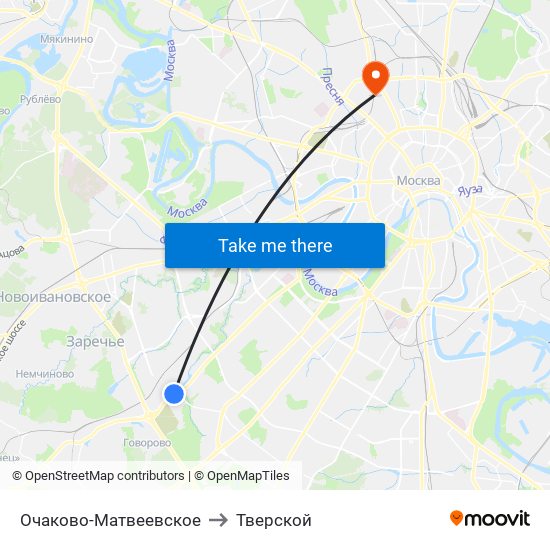 Очаково-Матвеевское to Тверской map