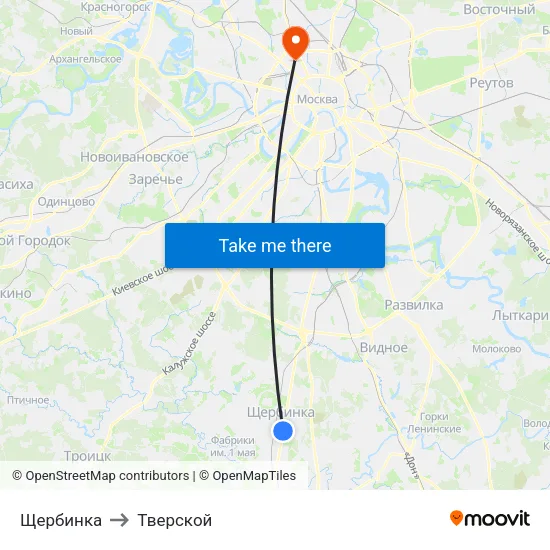 Щербинка to Тверской map
