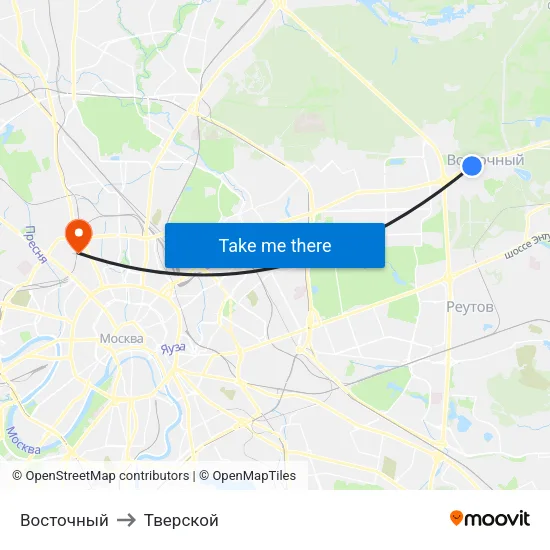Восточный to Тверской map