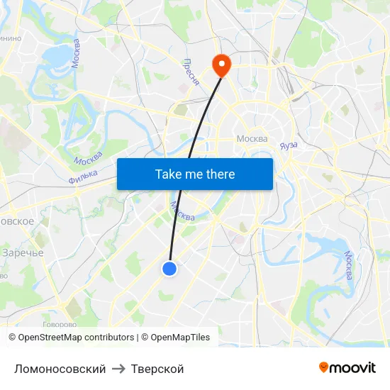Ломоносовский to Тверской map