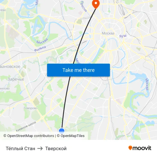 Тёплый Стан to Тверской map