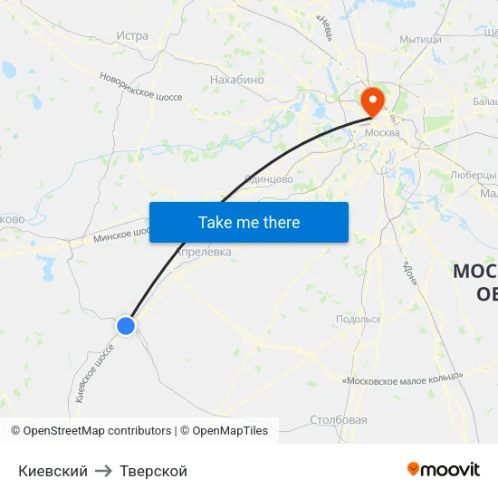 Киевский to Тверской map