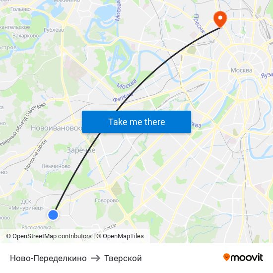 Ново-Переделкино to Тверской map