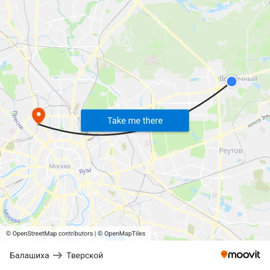 Балашиха to Тверской map