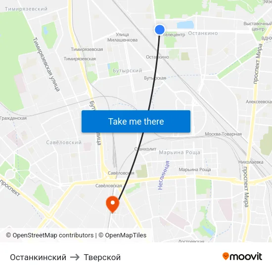 Останкинский to Тверской map