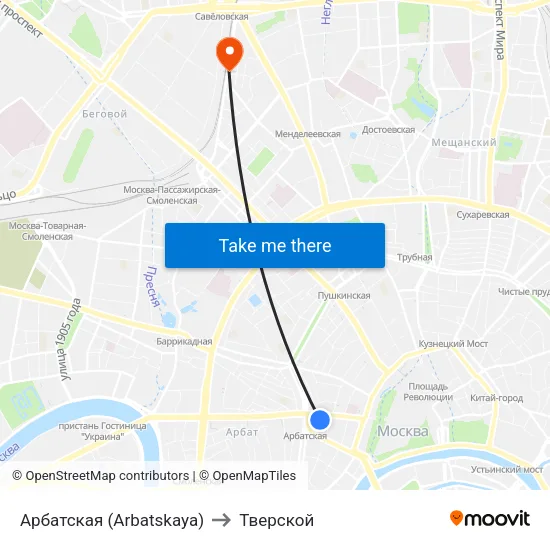 Арбатская (Arbatskaya) to Тверской map