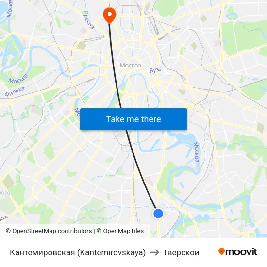 Кантемировская (Kantemirovskaya) to Тверской map