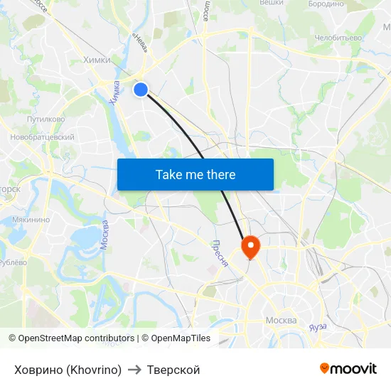 Ховрино (Khovrino) to Тверской map