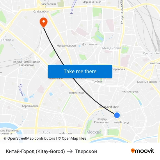 Китай-Город (Kitay-Gorod) to Тверской map