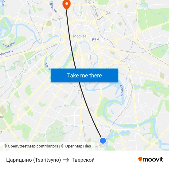 Царицыно (Tsaritsyno) to Тверской map