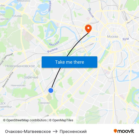 Очаково-Матвеевское to Пресненский map