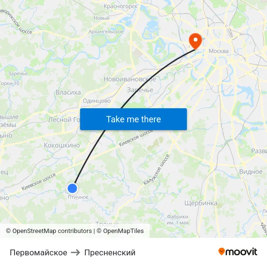 Первомайское to Пресненский map
