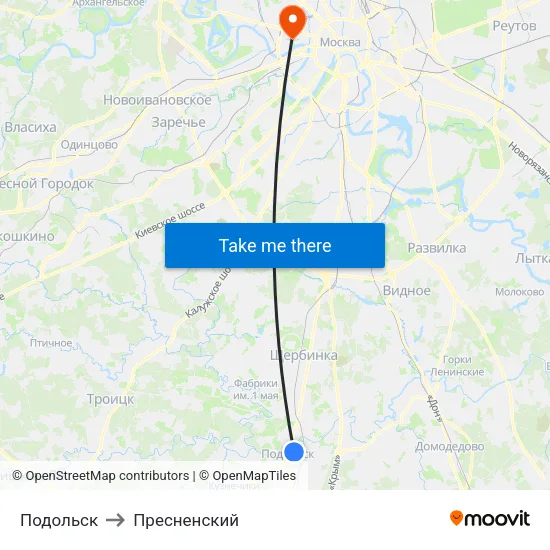 Подольск to Пресненский map