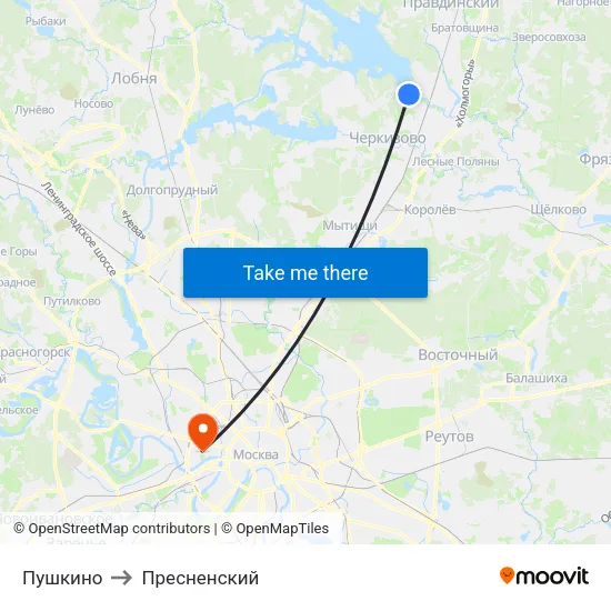 Пушкино to Пресненский map