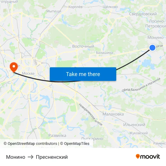Монино to Пресненский map