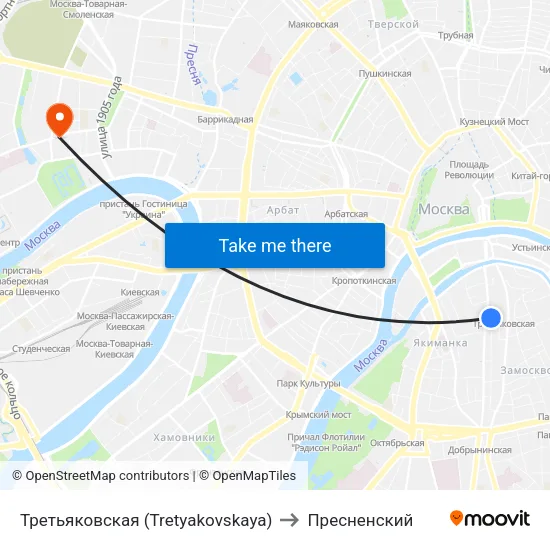 Третьяковская (Tretyakovskaya) to Пресненский map