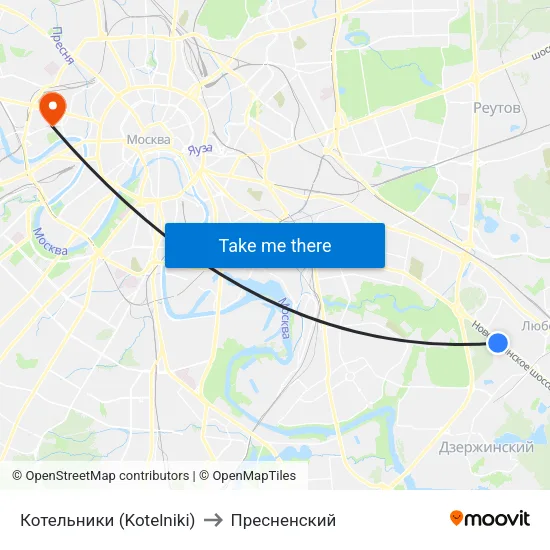 Котельники (Kotelniki) to Пресненский map