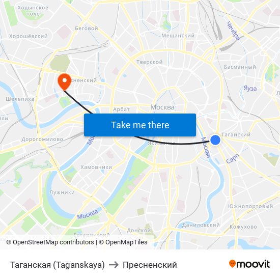 Таганская (Taganskaya) to Пресненский map