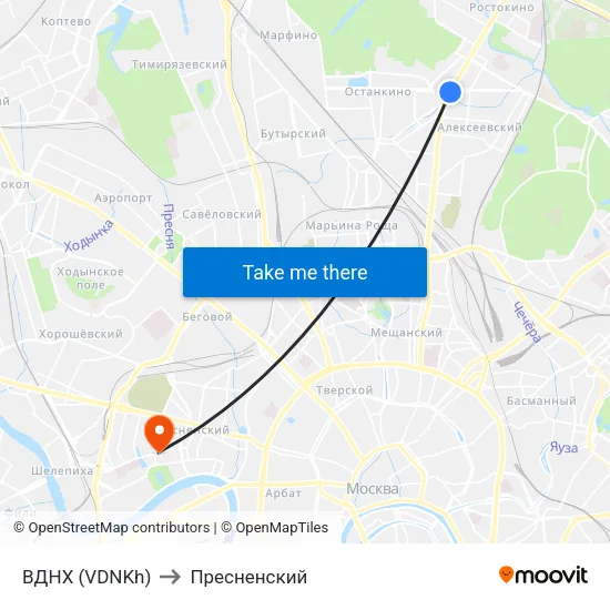 ВДНХ (VDNKh) to Пресненский map
