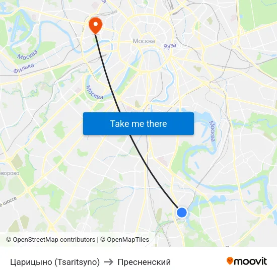 Царицыно (Tsaritsyno) to Пресненский map