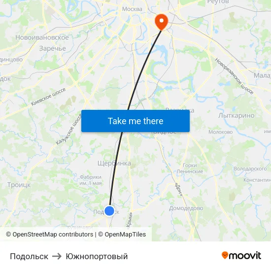 Подольск to Южнопортовый map