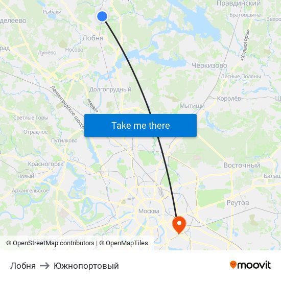 Лобня to Южнопортовый map