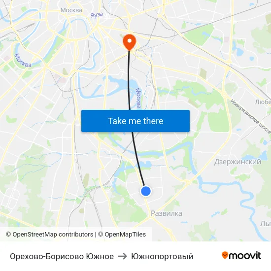 Орехово-Борисово Южное to Южнопортовый map