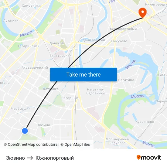 Зюзино to Южнопортовый map