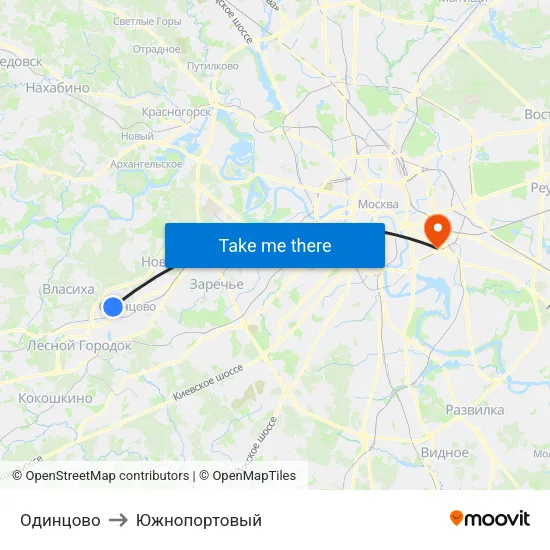 Одинцово to Южнопортовый map