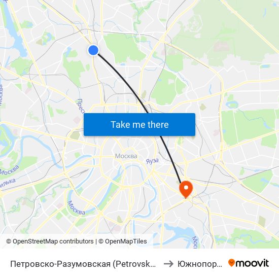 Петровско-Разумовская (Petrovsko-Razumovskaya) to Южнопортовый map