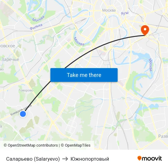 Саларьево (Salaryevo) to Южнопортовый map