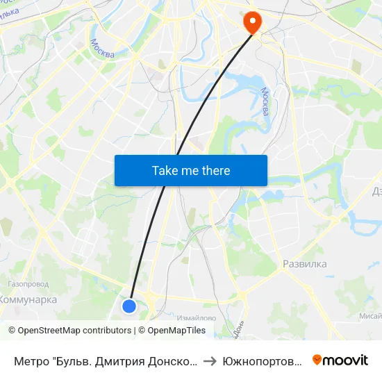 Метро "Бульв. Дмитрия Донского" to Южнопортовый map