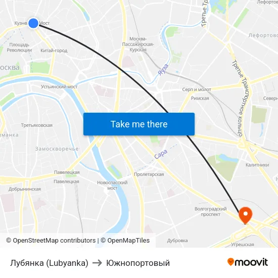 Лубянка (Lubyanka) to Южнопортовый map