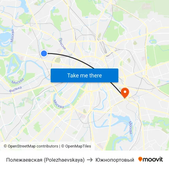 Полежаевская (Polezhaevskaya) to Южнопортовый map
