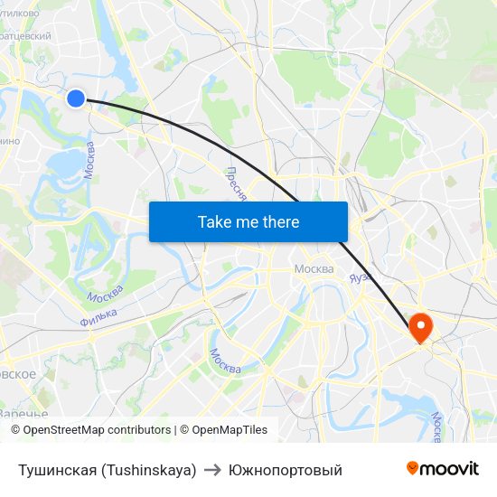 Тушинская (Tushinskaya) to Южнопортовый map