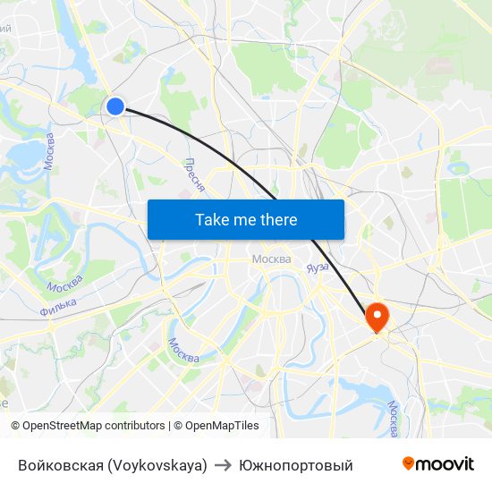 Войковская (Voykovskaya) to Южнопортовый map