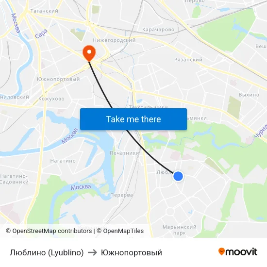 Люблино (Lyublino) to Южнопортовый map