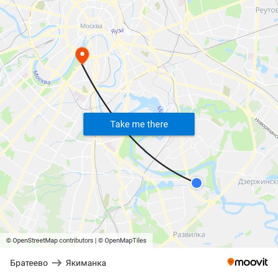 Братеево to Якиманка map