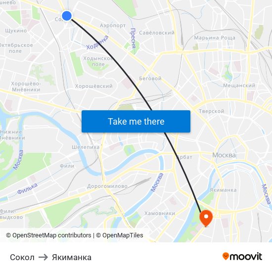 Сокол to Якиманка map