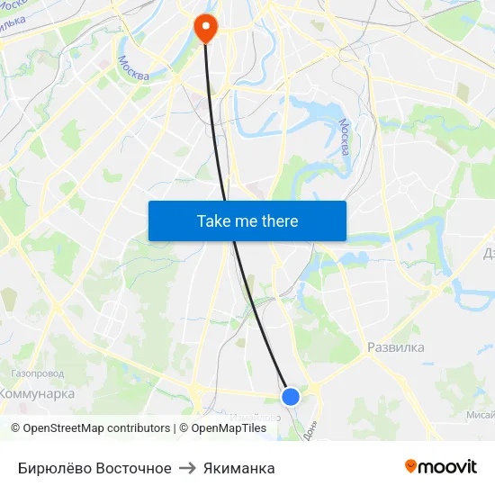 Бирюлёво Восточное to Якиманка map