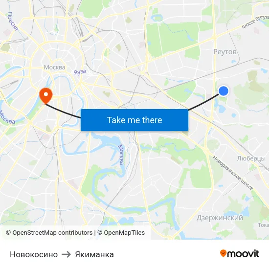Новокосино to Якиманка map