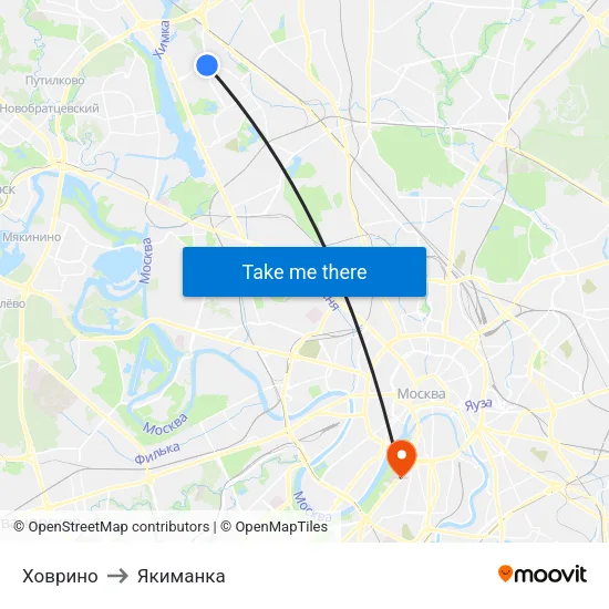 Ховрино to Якиманка map