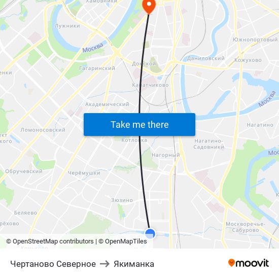 Чертаново Северное to Якиманка map