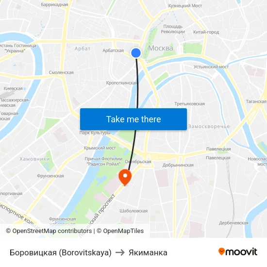 Боровицкая (Borovitskaya) to Якиманка map